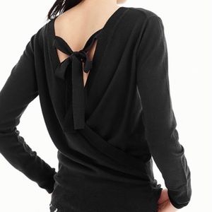 J. CREW Black Wrapped Back Merino Sweater, Sz S